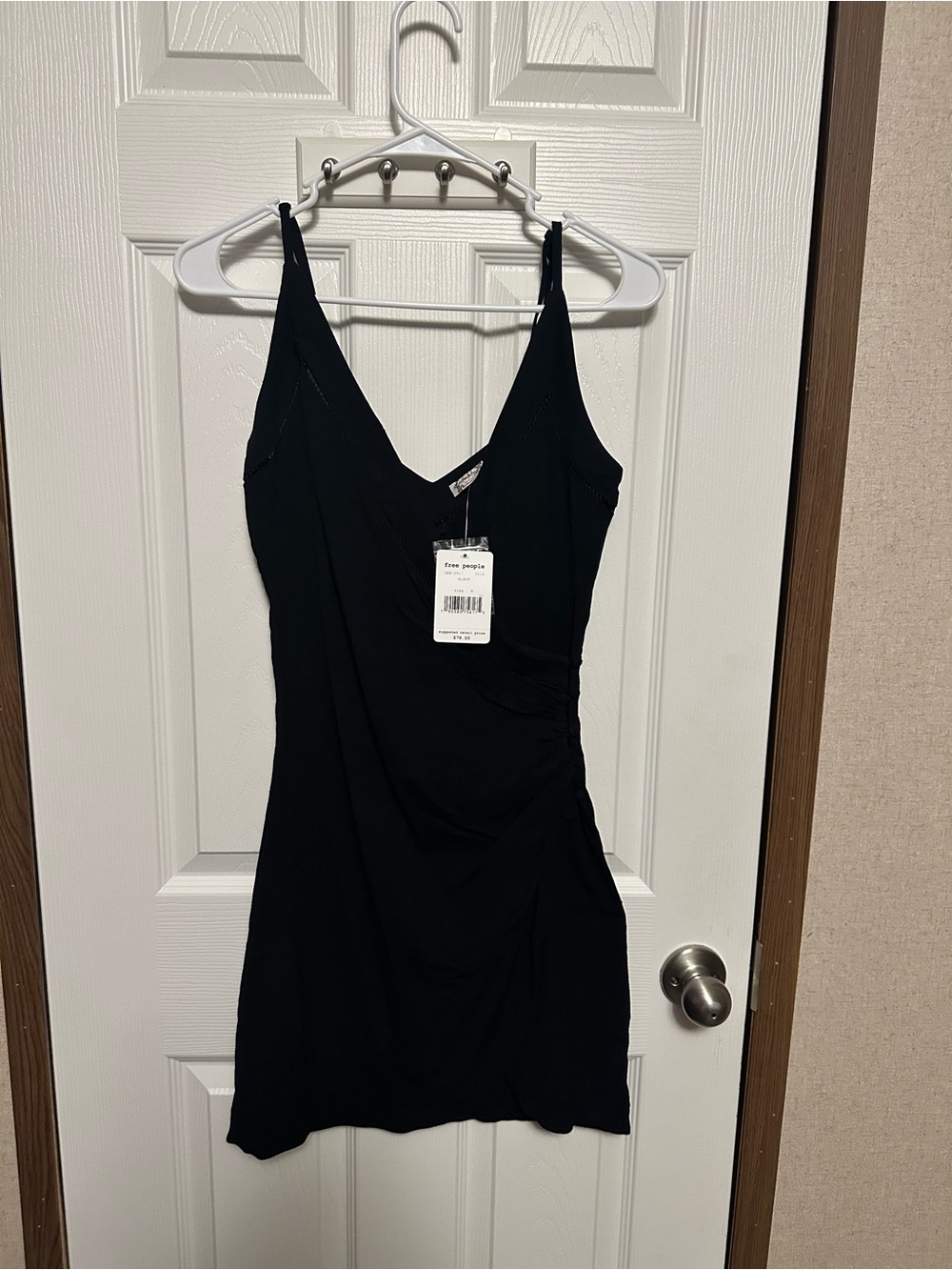 Free People Black Wrap-Front Spaghetti Strap Mini Dress - Picture 2 of 7
